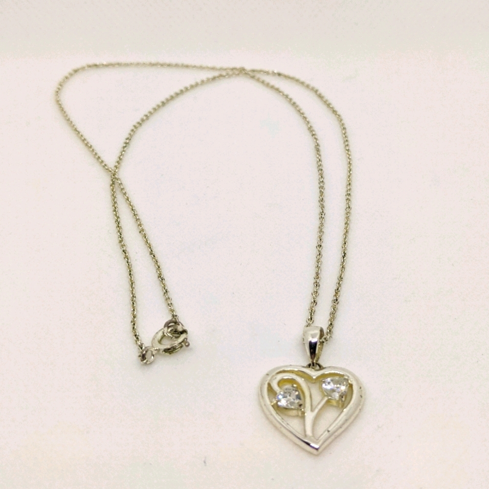 Silver Heart Crystal Necklace
